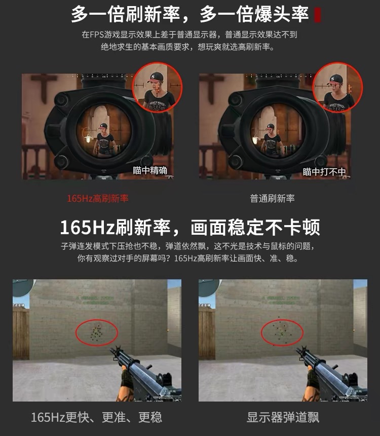 24英寸180hz显示器2k高清曲面台式电脑屏幕电竞游戏监控无边框屏详情4